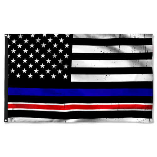 Fyon Thin Blue Line and Thin Red Line Flag 41813  Indoor and outdoor banner