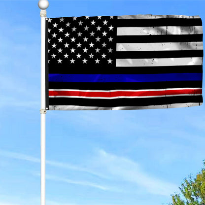 Fyon Thin Blue Line and Thin Red Line Flag 41813  Indoor and outdoor banner