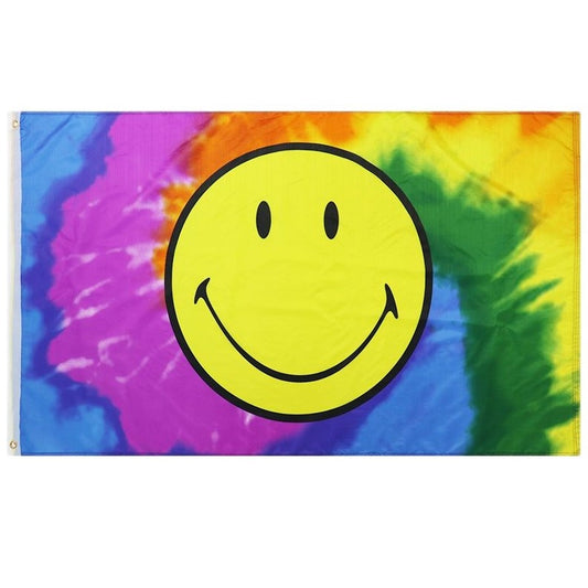 Fyon Tie-dye Smiley Rainbow flag Indoor and outdoor banner