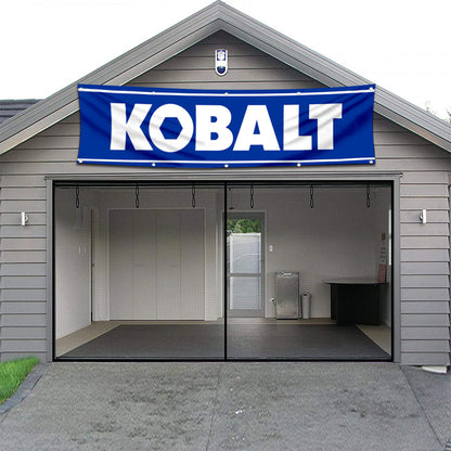 Fyon Tools Garage Shop Decor Banner Works for Kobalt Flag Blue 2x8 Feet