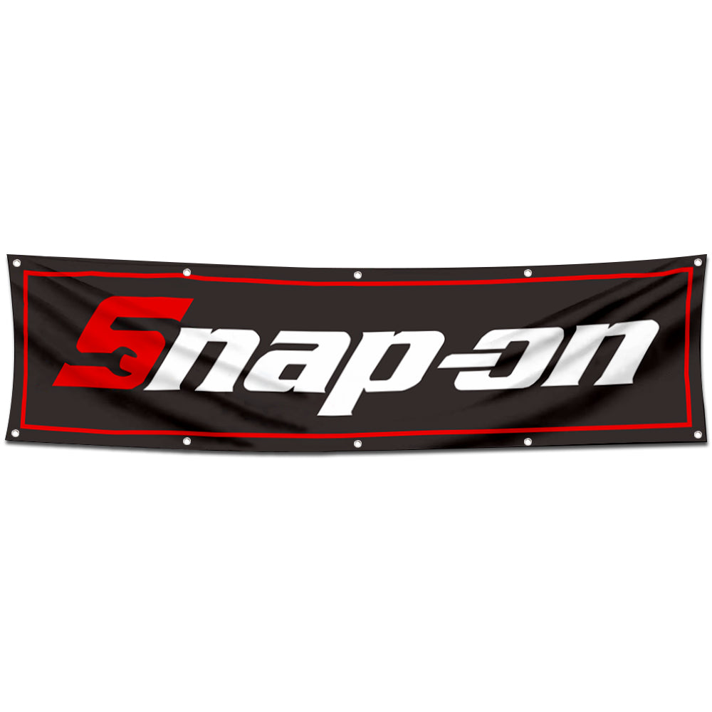 Fyon Tools Garage Shop Decor Banner Works for Snap on Flag Black 2x8 Feet