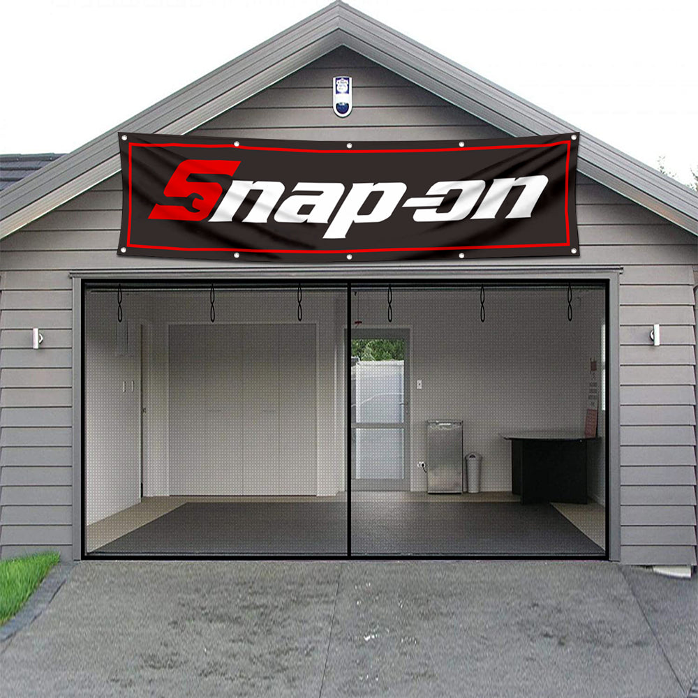 Fyon Tools Garage Shop Decor Banner Works for Snap on Flag Black 2x8 Feet