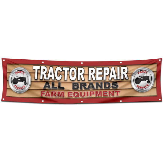 Fyon Tractor Repair All Brand Garage Shop Decor Banner Flag Red 2x8 Feet
