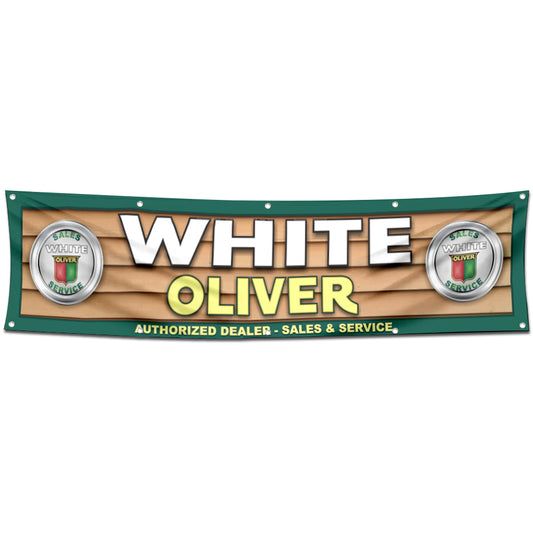 Fyon Tractors Garage Shop Decor Banner Works for olive white Flag 2x8 Feet