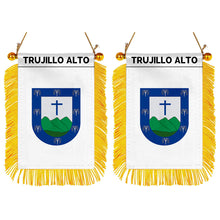 Trujillo Alto, Puerto Rico Flag Mini Car Rearview Mirror Flag Banner - 2PC