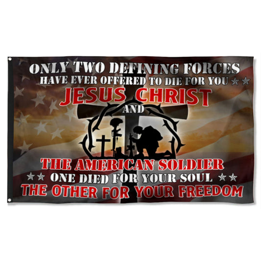 Fyon U.S. Veteran Day Jesus And Soldiers Flag 41317 Indoor and outdoor banner