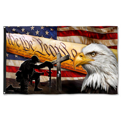 Fyon U.S. Veteran, We The People, Christian Cross, American Eagle Flag 41319  Indoor and outdoor banner
