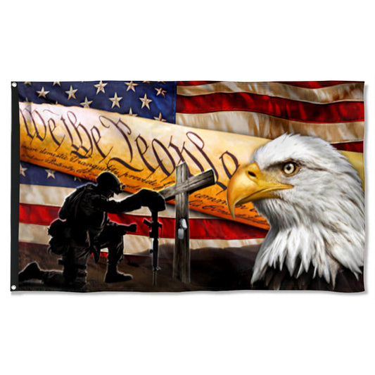 Fyon U.S. Veteran, We The People, Christian Cross, American Eagle Flag 41319  Indoor and outdoor banner