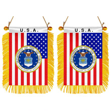 USA The Air Force Mini Car Rearview Mirror Flag Banner -2PC