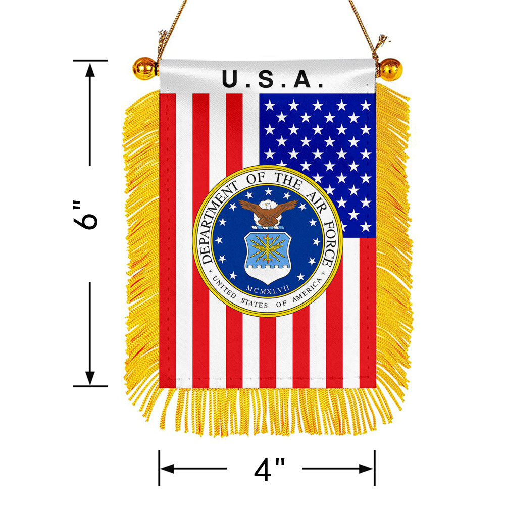USA The Air Force Mini Car Rearview Mirror Flag Banner -2PC