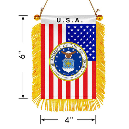USA The Air Force Mini Car Rearview Mirror Flag Banner -2PC