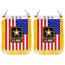 USA The Army Mini Car Rearview Mirror Flag Banner  -2PC