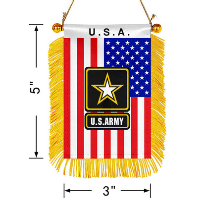 USA The Army Mini Car Rearview Mirror Flag Banner  -2PC