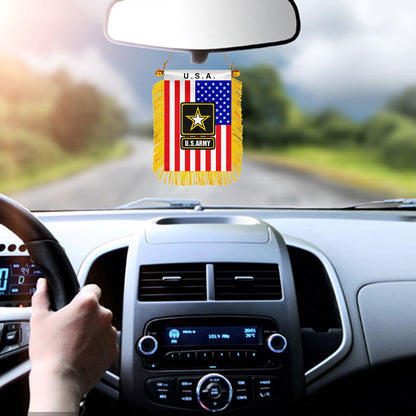 USA The Army Mini Car Rearview Mirror Flag Banner  -2PC
