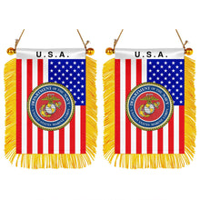 USA The NAVY Mini Car Rearview Mirror Flag Banner  -2PC