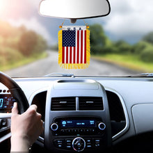 USA American Mini Car Rearview Mirror Flag Banner -2PC