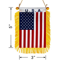 USA American Mini Car Rearview Mirror Flag Banner -2PC