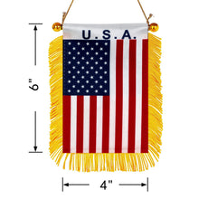 USA American Mini Car Rearview Mirror Flag Banner -2PC