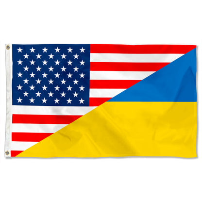 Fyon Ukraine and American Flag Banner Indoor and Outdoor Banner