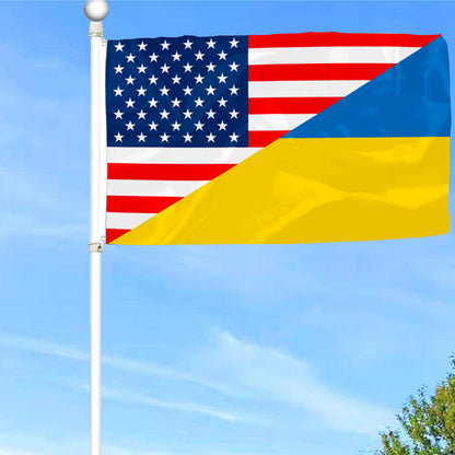 Fyon Ukraine and American Flag Banner Indoor and Outdoor Banner