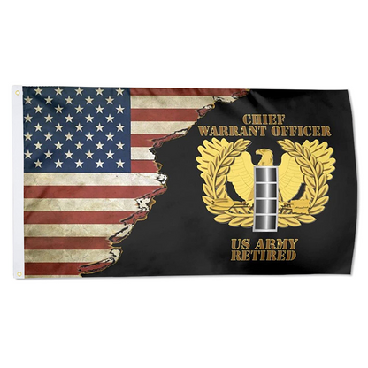 Fyon Us Army Retired Chief Warrant Officer Emblem Cw4 Flag Indoor and outdoor banner 224114