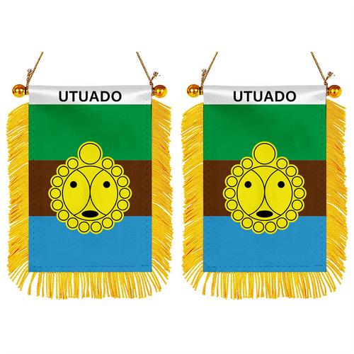 Utuado, Puerto Rico Flag Mini Car Rearview Mirror Flag Banner - 2PC