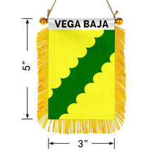 Vega Baja, Puerto Rico Flag  Mini Car Rearview Mirror Flag Banner - 2PC