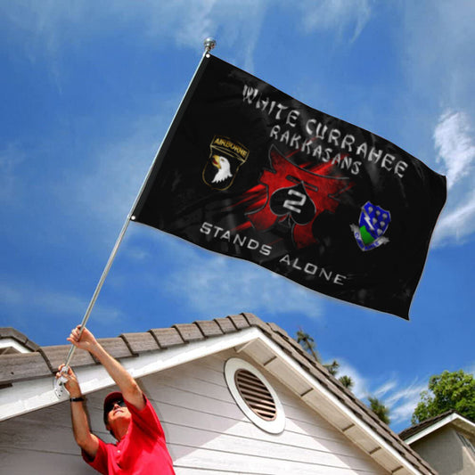 Fyon White Currahee Rakkasans Flag Indoor and outdoor banner