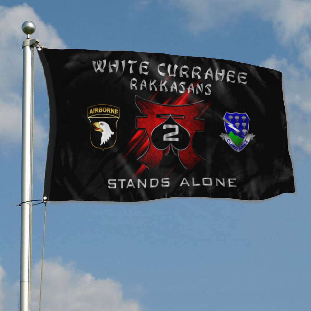 Fyon White Currahee Rakkasans Flag Indoor and outdoor banner