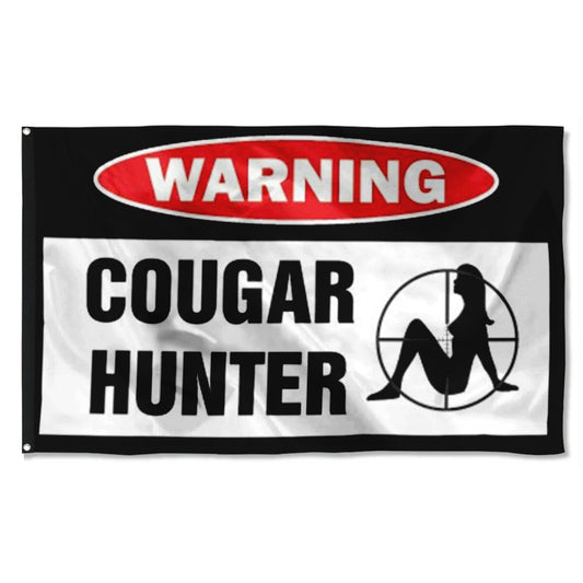 Fyon Warning Cougar Hunter Flag Indoor and Outdoor Banner