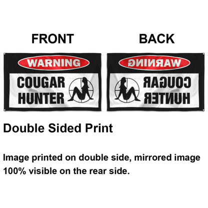Fyon Warning Cougar Hunter Flag Indoor and Outdoor Banner