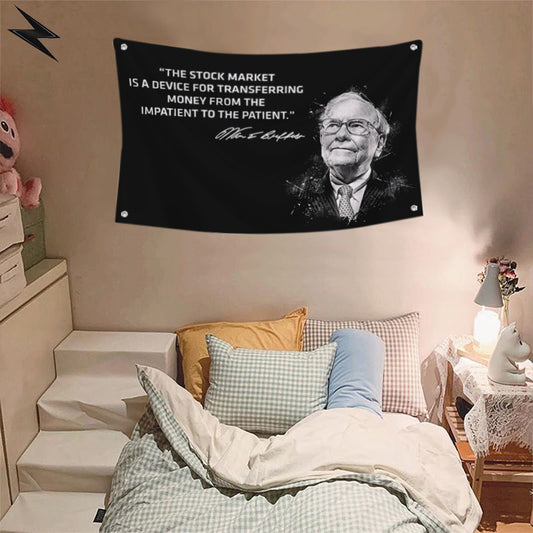 Fyon Warren Buffet Financial Advice Quote Stocks Money Device Patient Flag Indoor and Outdoor Banner