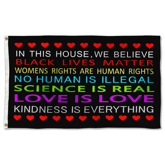 Fyon We Believe Black Lives Matter Love is Love Flag Banner