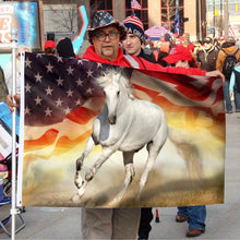 Fyon White Horse American Patriotic Flag 41774  Indoor and outdoor banner