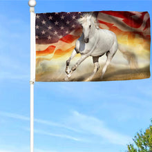 Fyon White Horse American Patriotic Flag 41774  Indoor and outdoor banner