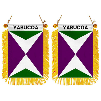 Yabucoa, Puerto Rico Flag  Mini Car Rearview Mirror Flag Banner - 2PC