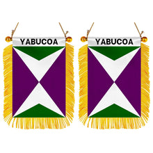 Yabucoa, Puerto Rico Flag  Mini Car Rearview Mirror Flag Banner - 2PC